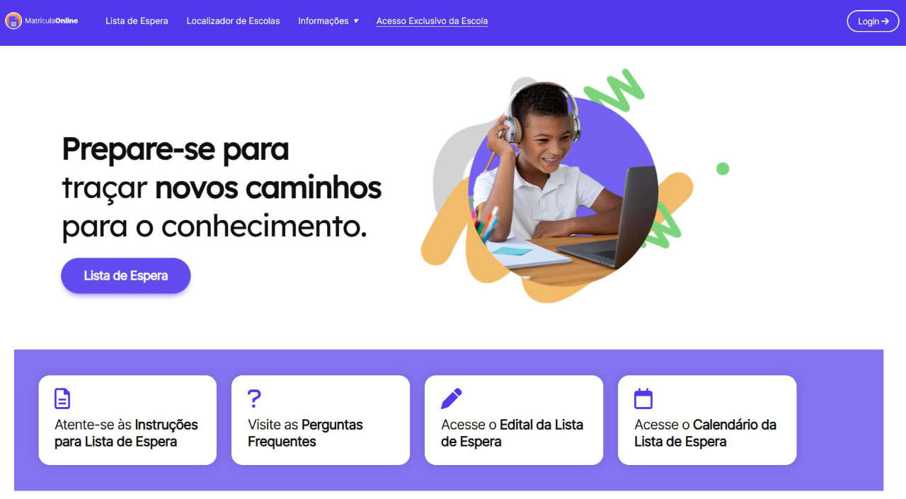 Portal para matrícula escolar online de Santa Catarina em 2025