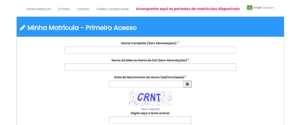 Portal de matrícula online Sergipe