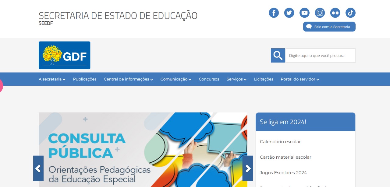 Portal da Secretaria de Estado da Educação DF