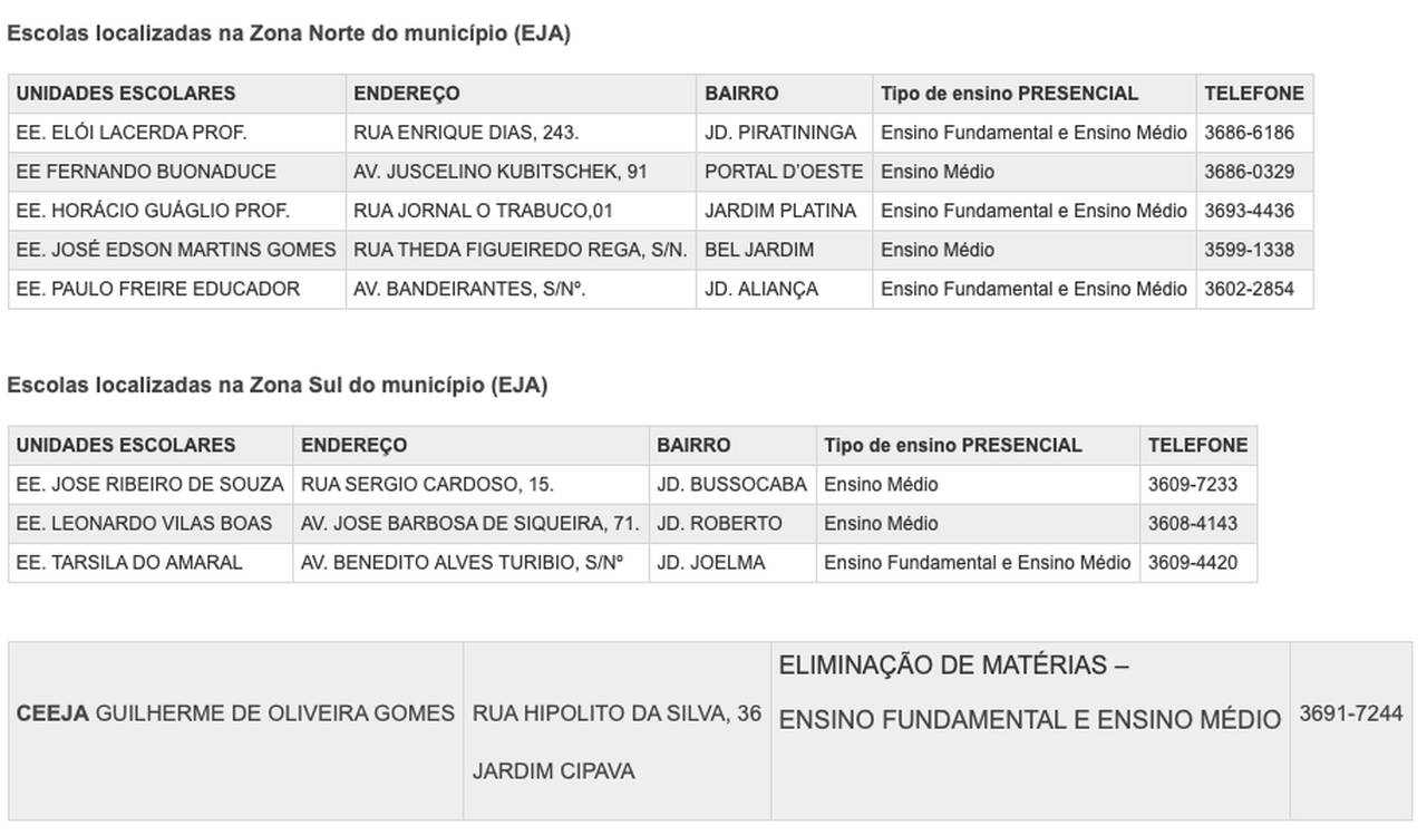 matrícula EJA 2025 Osasco