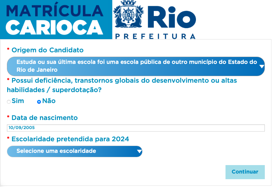 matrícula carioca 2025