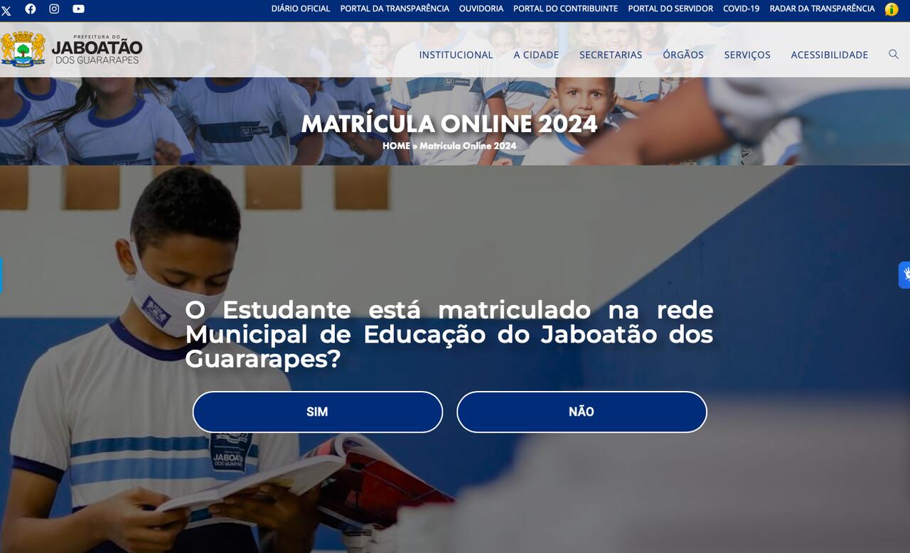 matrícula online Jaboatão dos Guararapes 2025