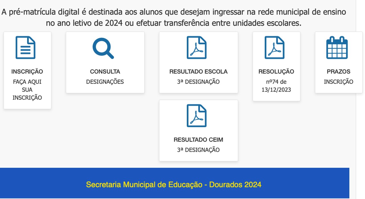 processo de matrículas de Dourados MS