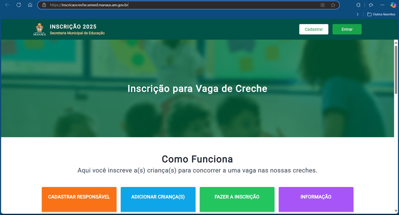 Portal de matrícula de creche em Manaus